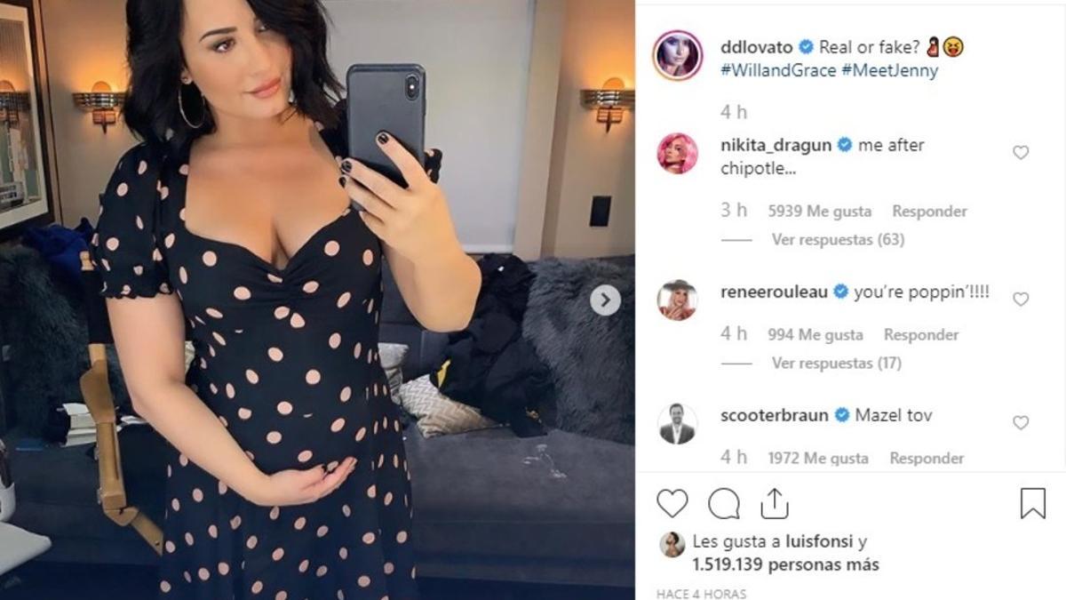 Demi Lovato insinúa barriguita en Instagram.