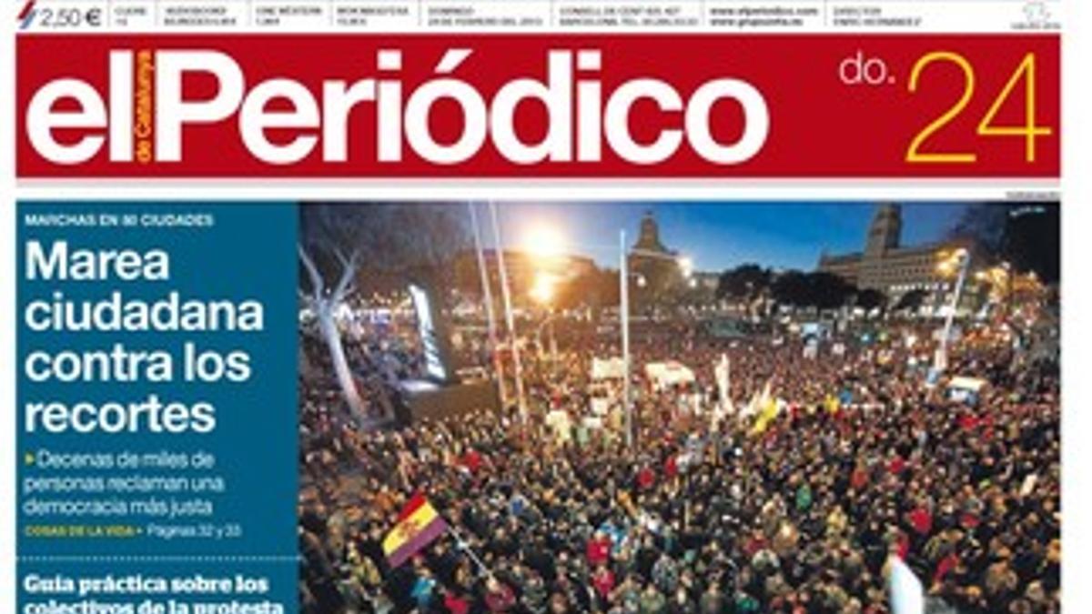 Portada de EL PERIÓDICO del 24 de febrero.