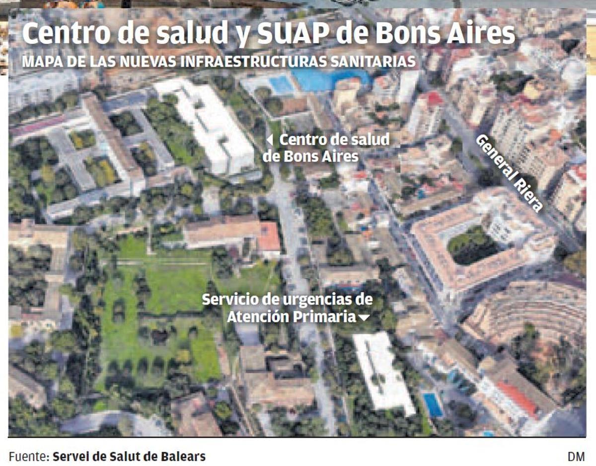 Centro de salud y SUAP de Bons Aires. Mapa de las nuevas infraestructuras sanitarias