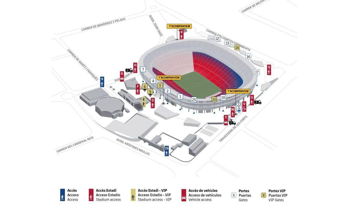 Accesos al Spotify Camp Nou para el Barça - Levante