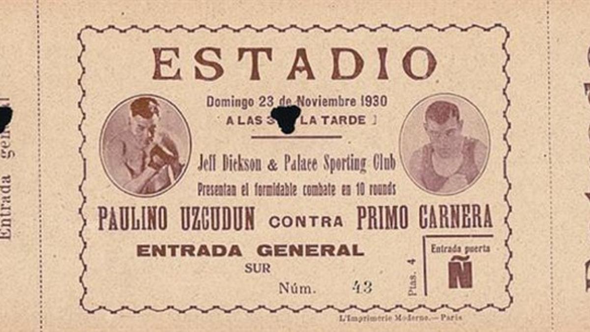 Emilio Gil, 'Blind', a la izquierda, campeón del peso ligero entre 1921 y 1923. Al lado, foto promocional de Ángel Tejeiro,