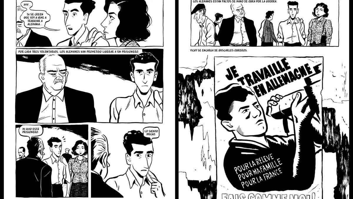 Imagen facilitada por la editorial Astiberri de dos páginas del cómic 'Justin'