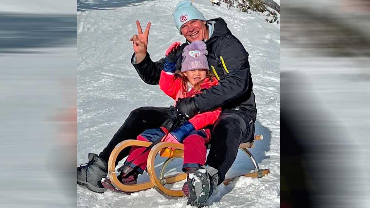 Steff Jerkel mit Tochter Josephine im Familien-Skiurlaub in Ischgl.