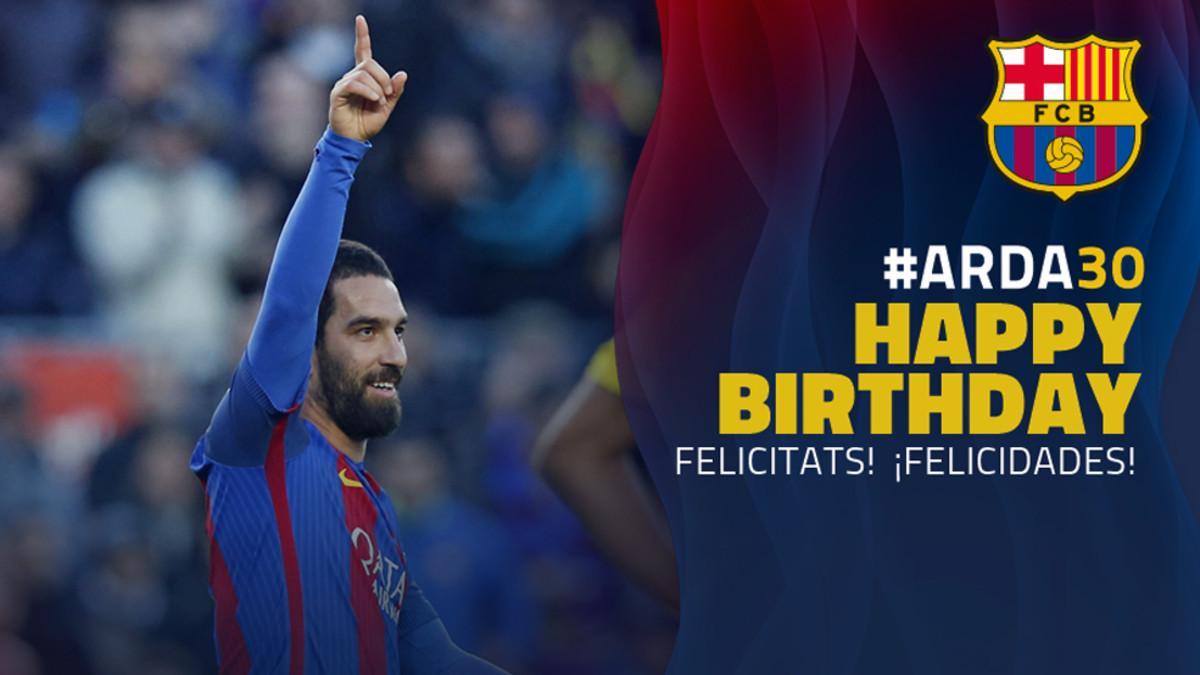 El mensaje de felicitación del FC Barcelona para Arda Turan con motivo de su 30 cumpleaños