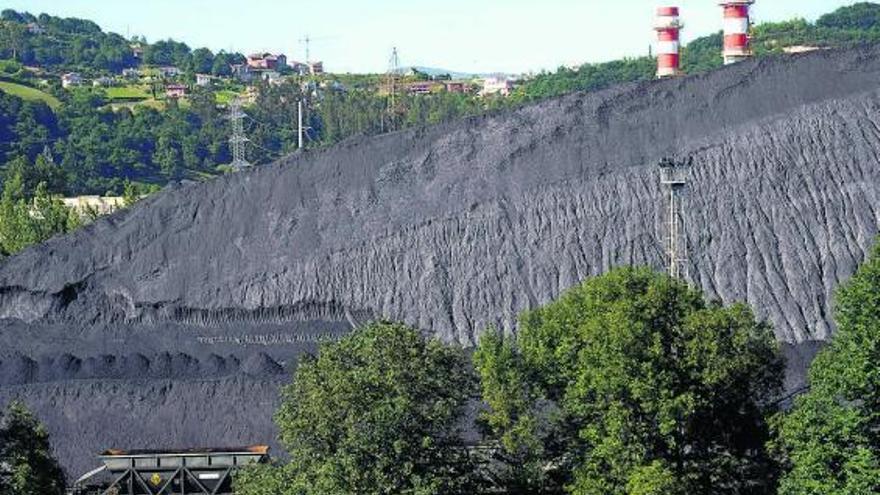 Parque de carbones de la térmica de Soto de Ribera.