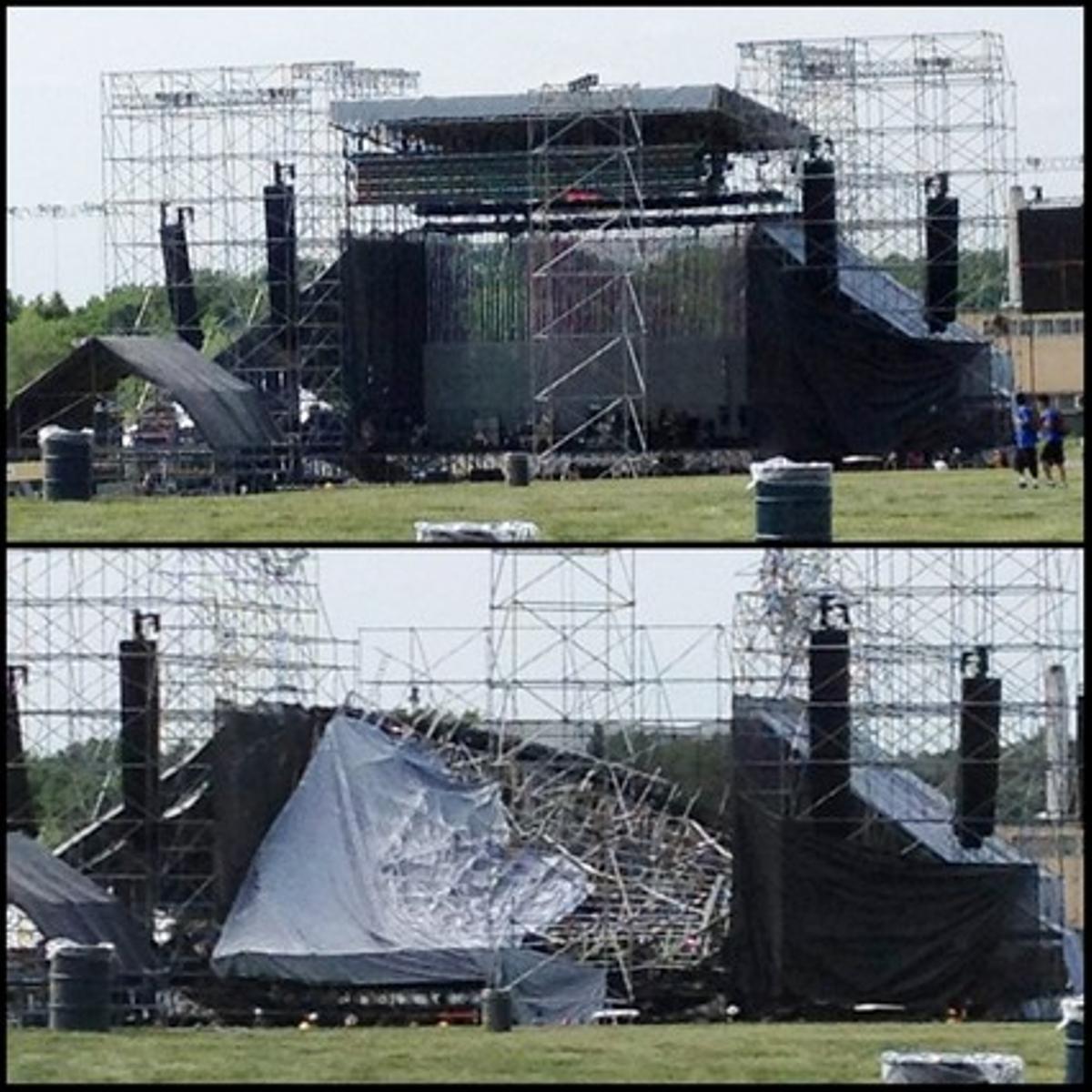 L’escenari que es va desplomar a Toronto abans del concert de Radiohead.