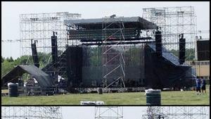 L’escenari que es va desplomar a Toronto abans del concert de Radiohead.