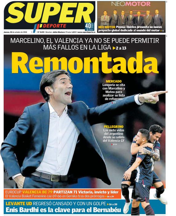 Portada SUPERDEPORTE jueves 18 de octubre de 2018