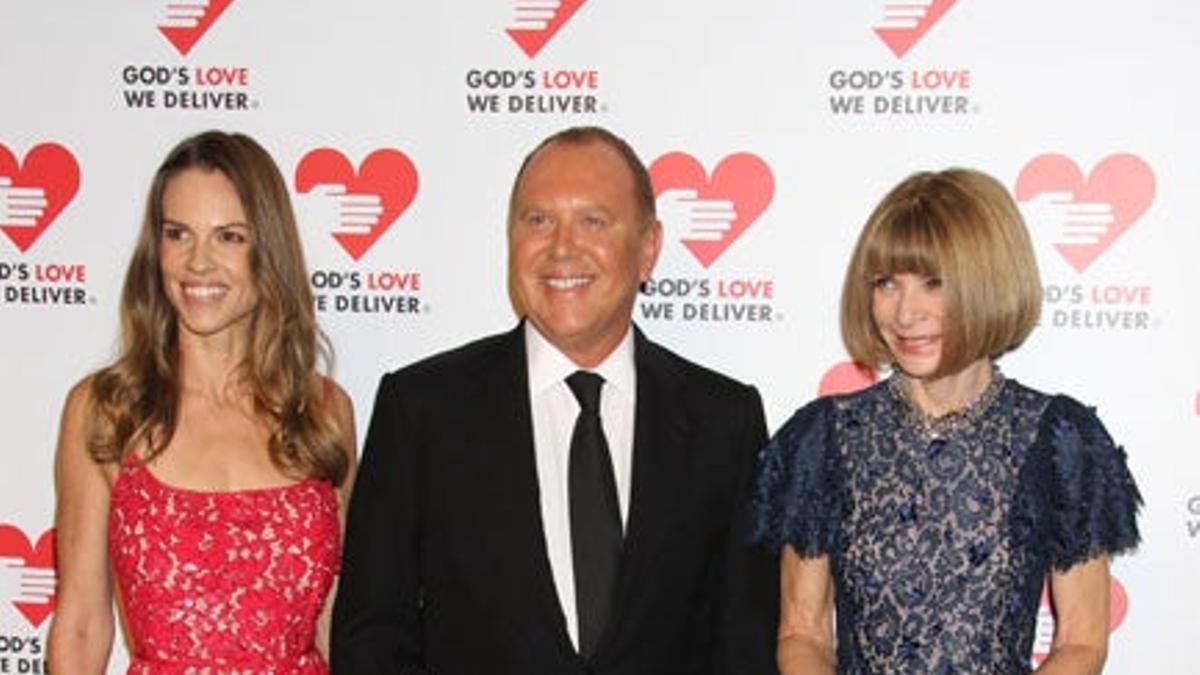 Hilary Swank, fashion designer Michael Kors and Anna Wintour