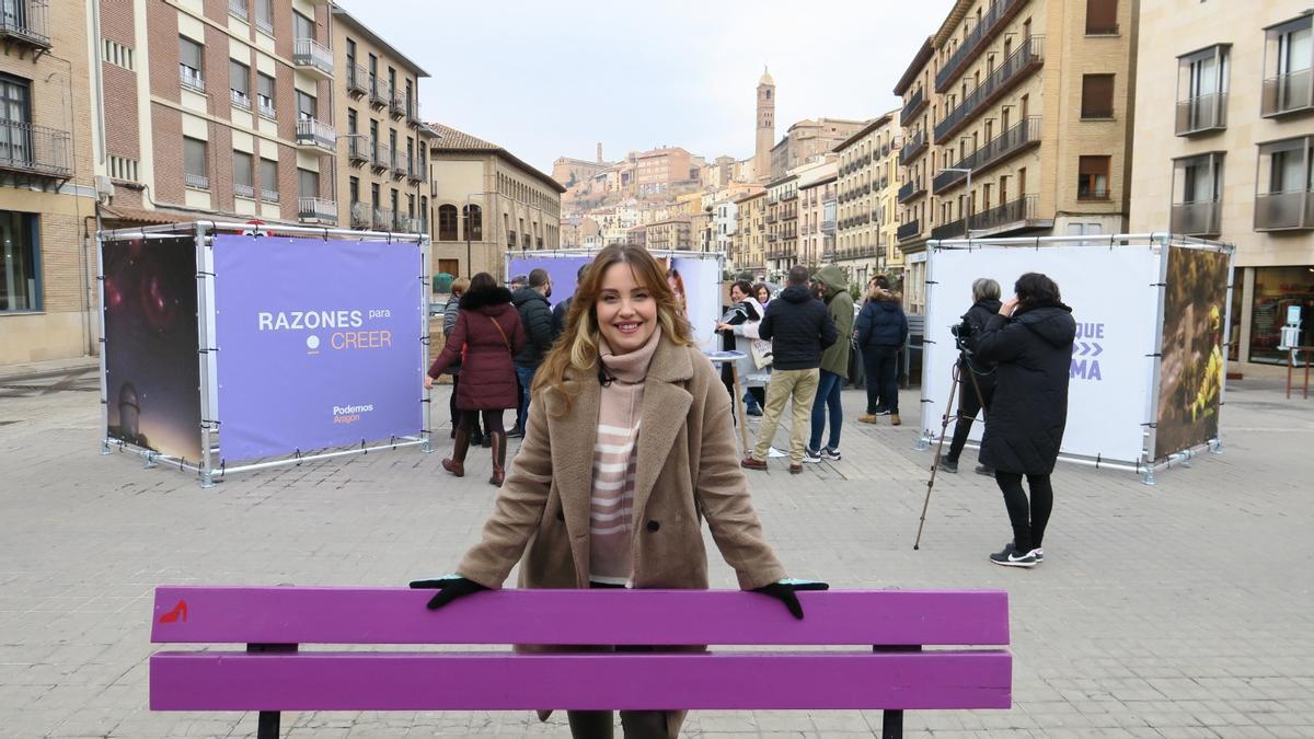 La líder de Podemos en Aragón, Maru Díaz, este martes en Tarazona.