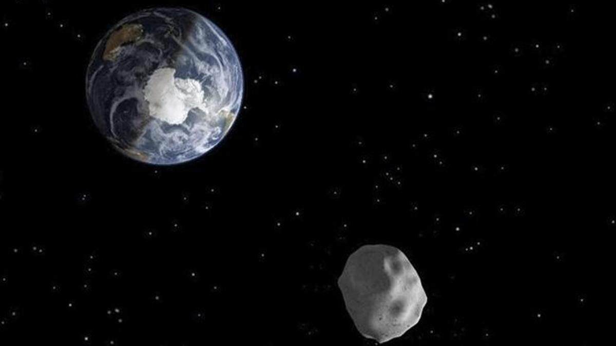 Simulación realizada por la NASA del acercamiento del asteroide a la Tierra.