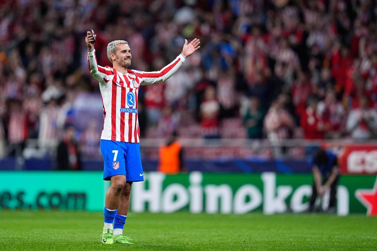 Antoine Griezmann, del Atlético de Madrid, celebra la victoria de la Champions League ante el FC Barcelona