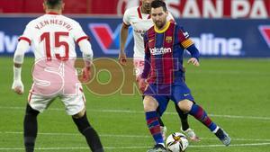 Leo Messi durante el partido de ida de Copa del Rey entre el Sevilla y el FC Barcelona disputado en el Sánchez Pizjuan.