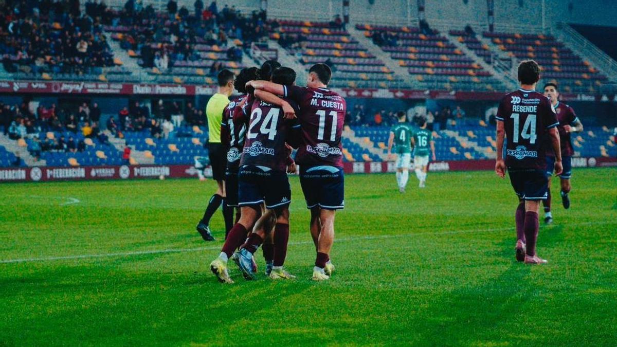 Celebración de gol del Pontevedra