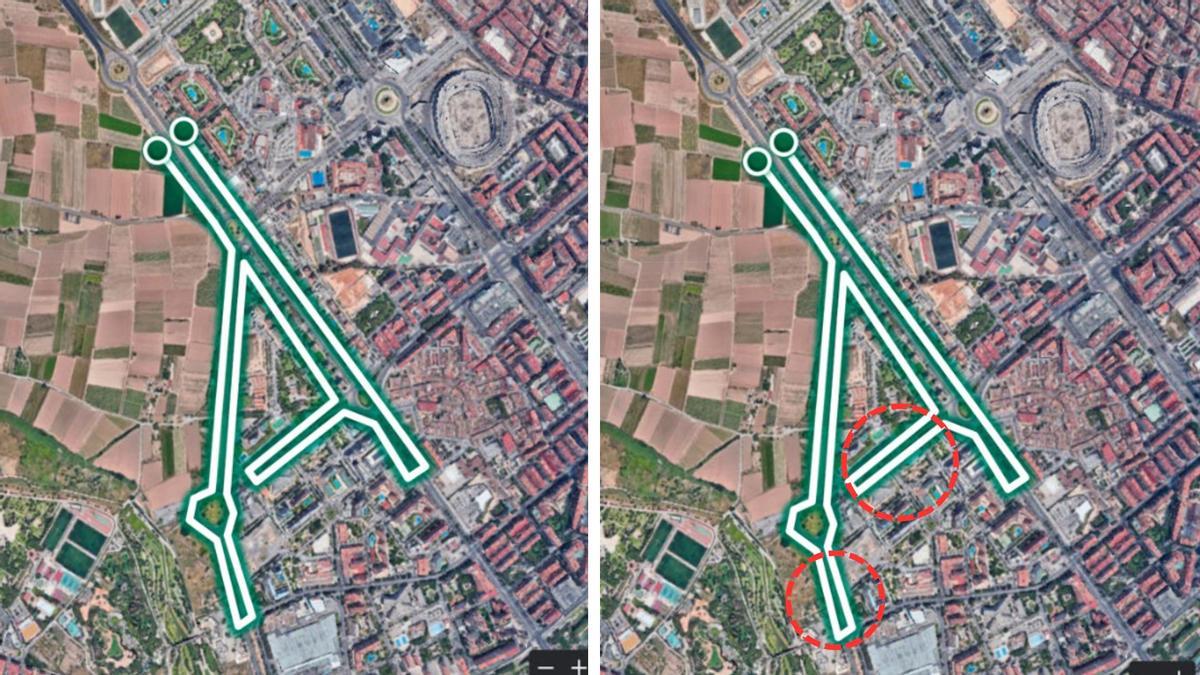 En rojo, los tramos no recorridos de la Volta a Peu per la discapacitat