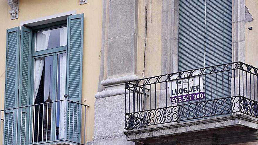 Cartells d’habitatges de lloguer, en una imatge d’arxiu