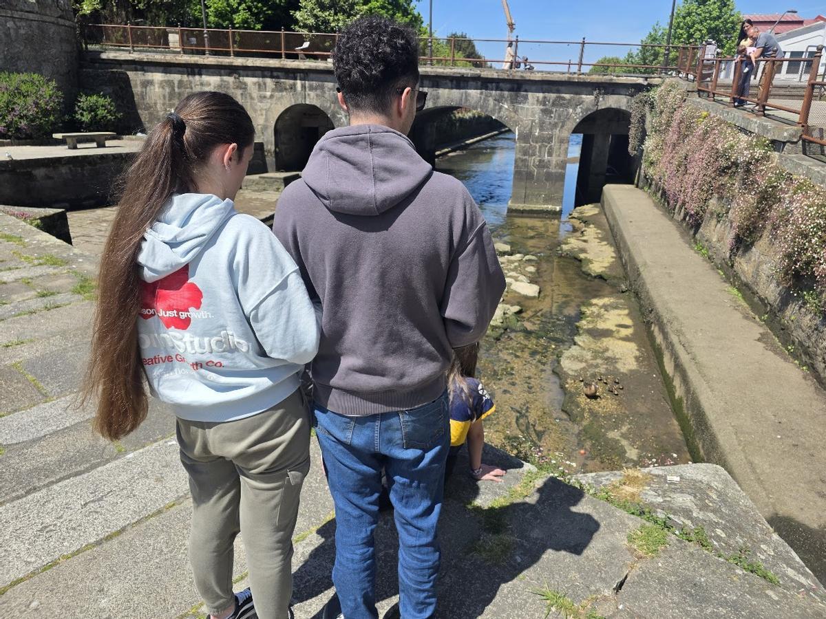 Jóvenes observando a las aves.