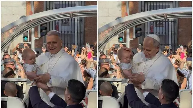 El Papa bendice a un bebé de Castellón durante su visita a Madrid y emociona a sus padres