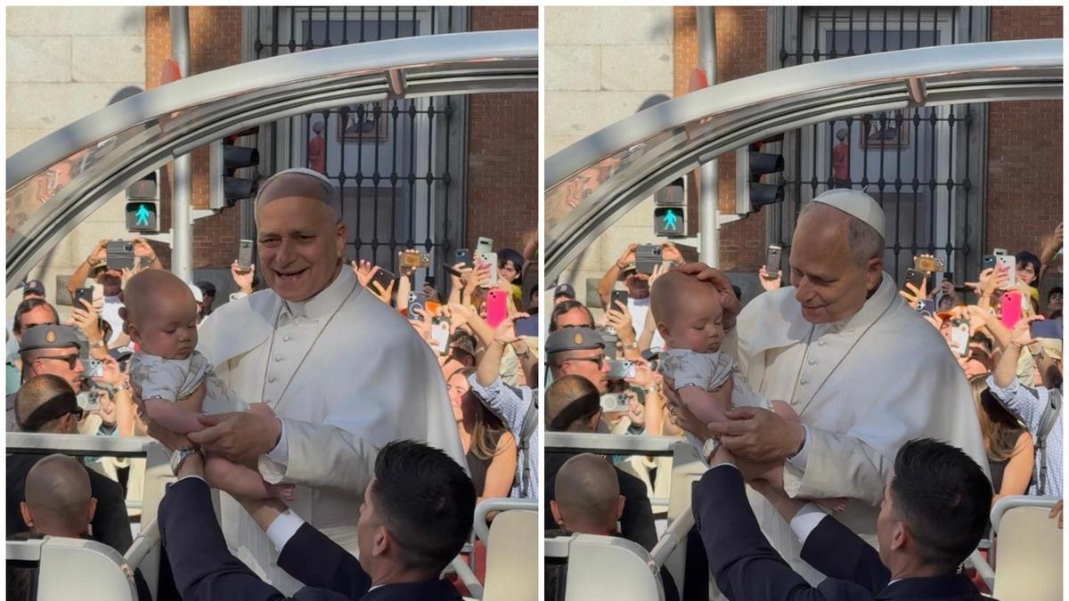 El Papa bendice a un bebé de Castellón durante su visita a Madrid y emociona a sus padres