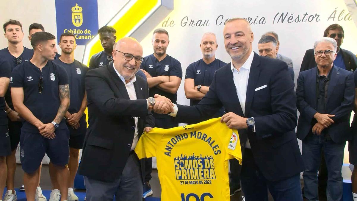 Morales y Ramírez, en los festejos del último ascenso a Primera.