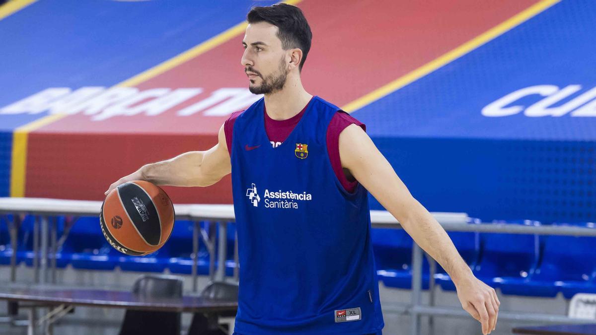 Leo Westermann, en su primer entrenamiento con el Barça