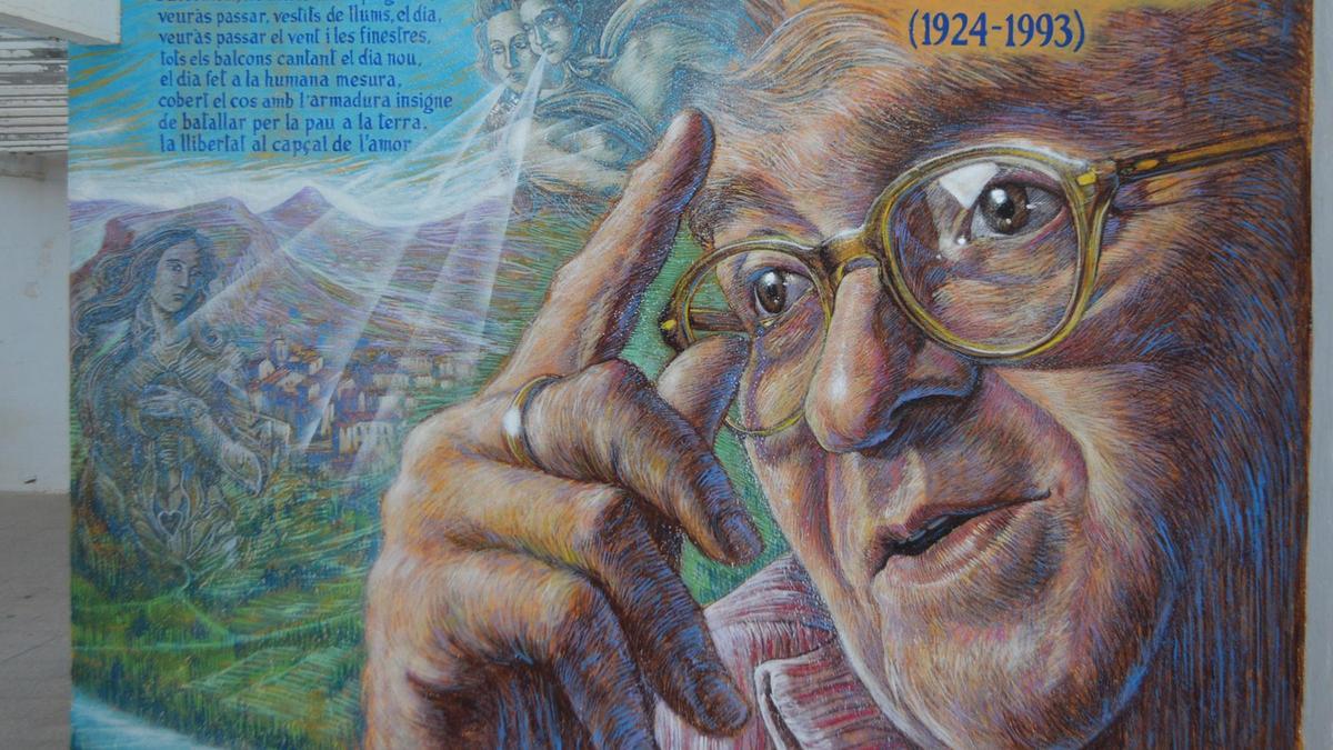 Mural dedicado a Estellés pintado en Loriguilla por Toni Espinar.
