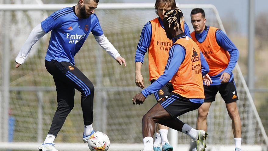 Entrenamiento del Real Madrid previo a su partido contra el Espanyol.