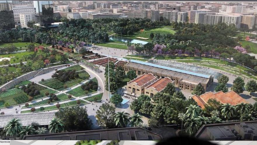 Figuración de la primera fase del ajardinamiento del Parque Central.