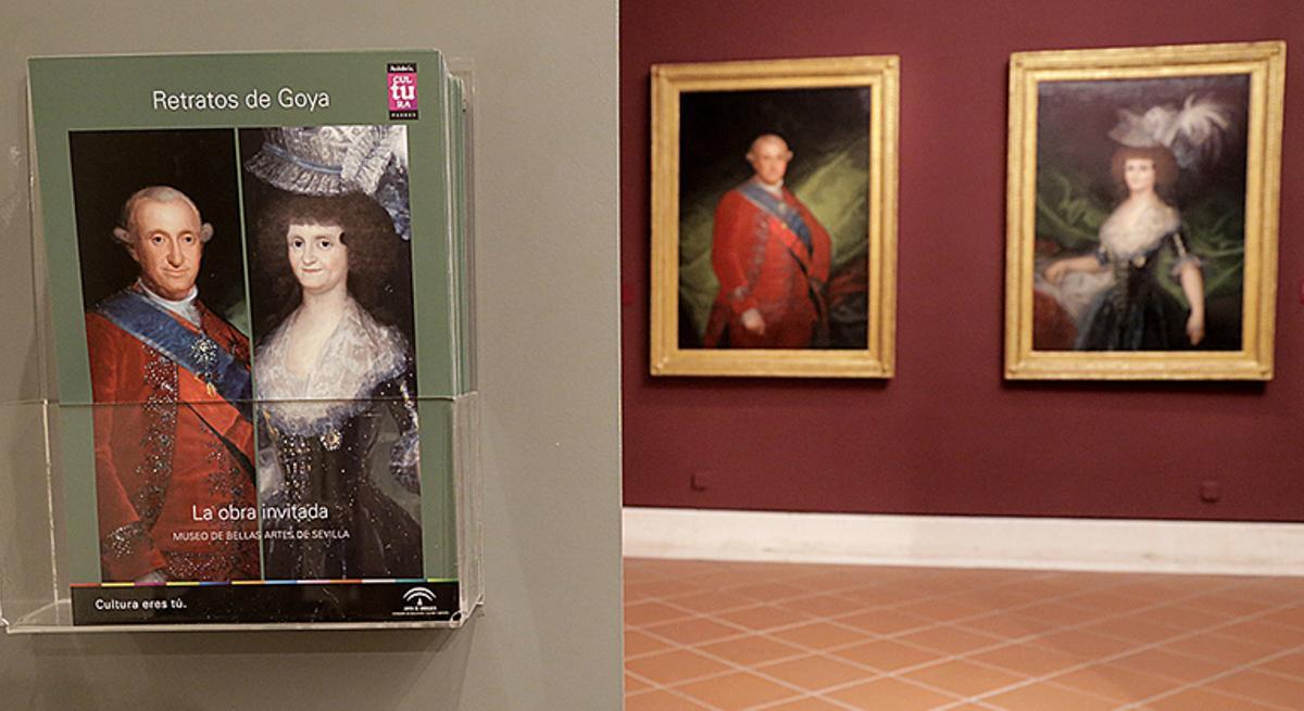 Los retratos de Goya de Carlos IV y María Luis de Parma como obras invitadas en 2014 en el Museo de Bellas Artes de Sevilla.