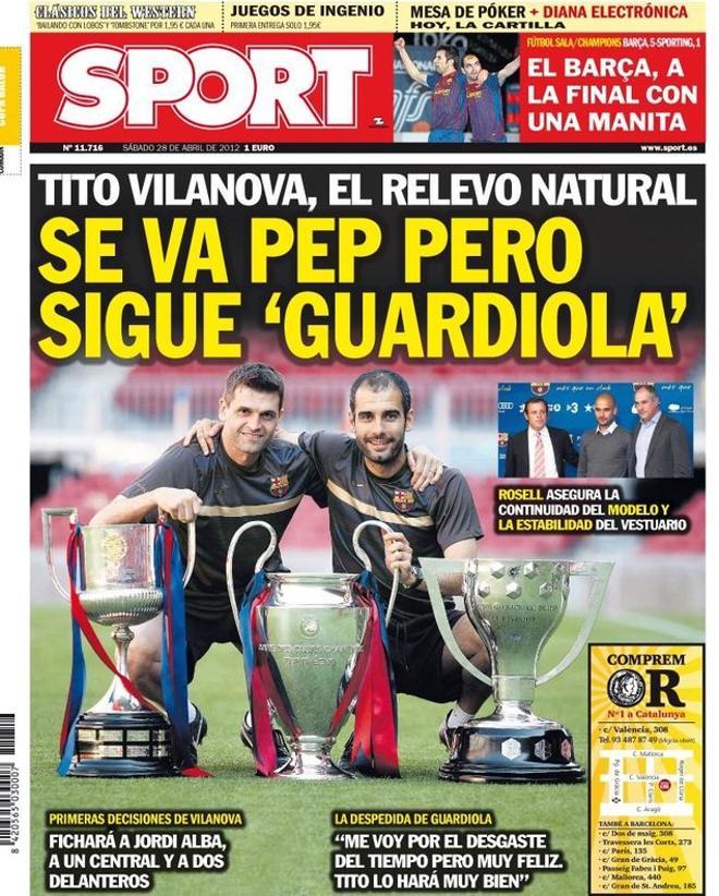 2012 - Tito Vilanova sustituye a Pep Guardiola como entrenador del FC Barcelona
