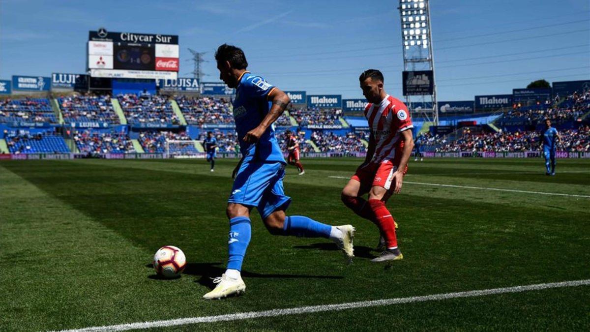 Borja en una acción durante el partido ante el Getafe