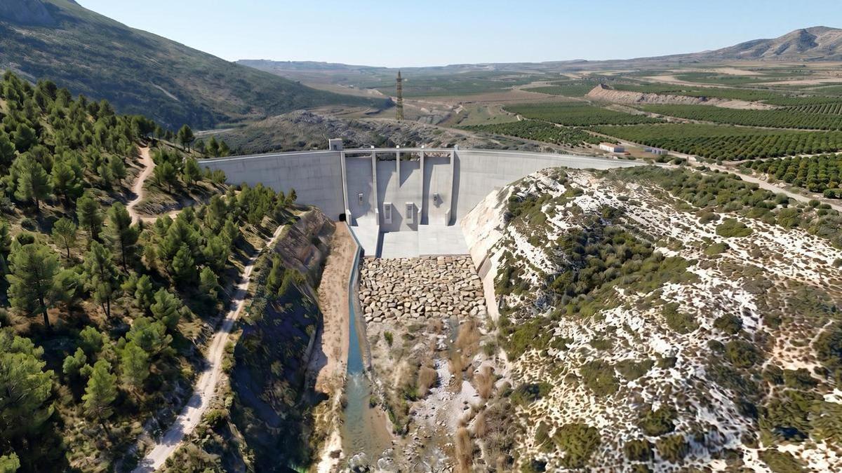 Imagen virtual de la futura presa de Montesa.