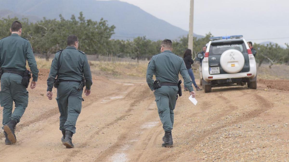 La Guardia Civil inspecciona fincas en Torre Pacheco en búsqueda de las desalobradoras.