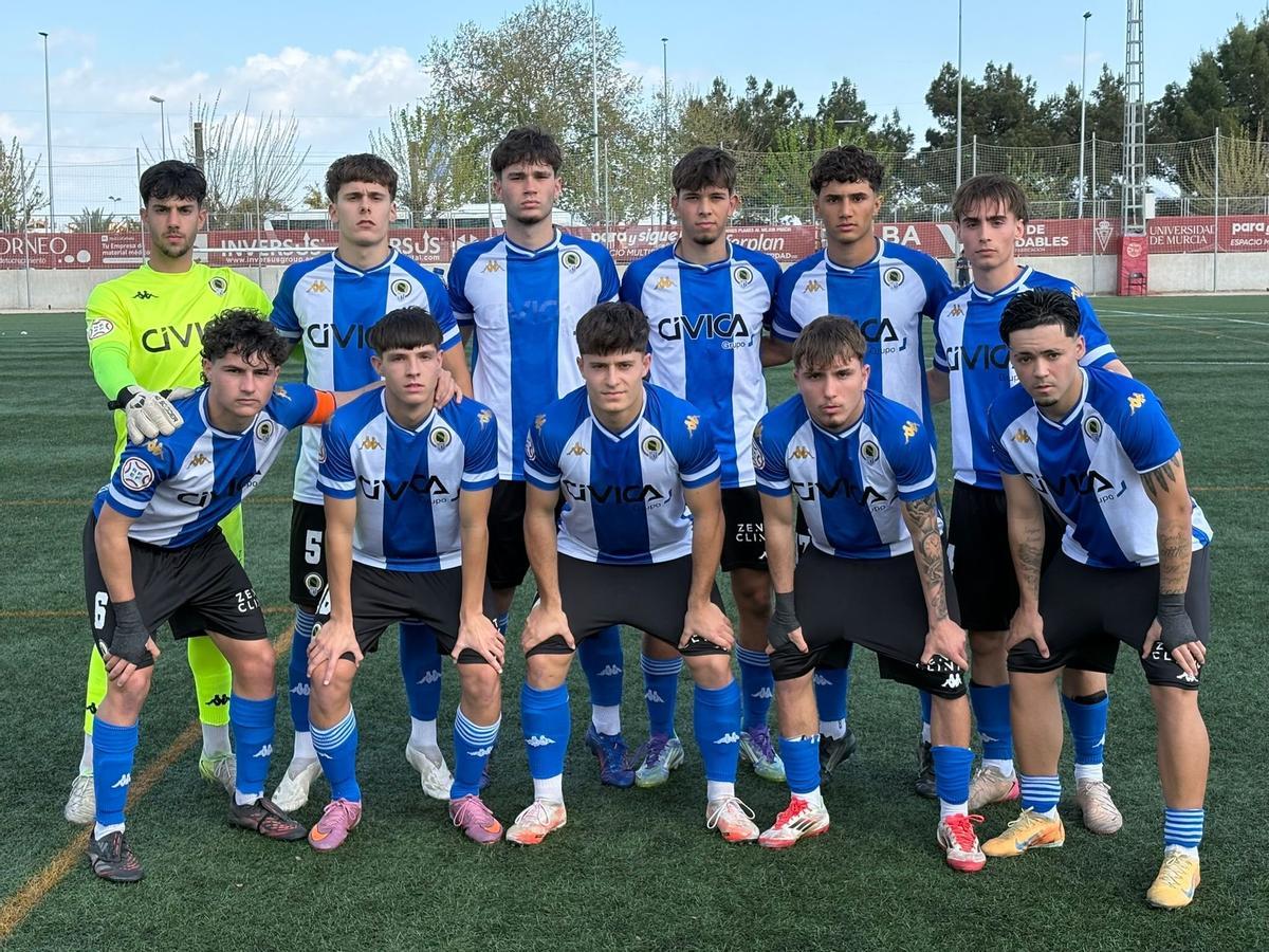 El once del Juvenil A del Hércules en su último partido, frente al Murcia.