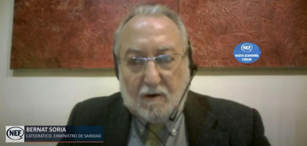 El catedrático y exministro Soria durante la videoconferencia de este viernes.