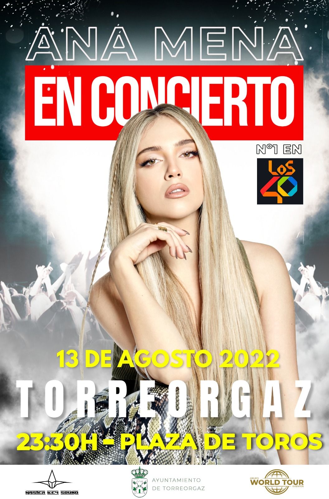 Cartel de presentación del concierto de Ana Mena para las fiestas en honor a la Virgen de la Asunción en Torreorgaz.