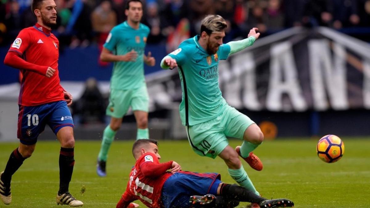 Messi, durante el partido del Barça ante el Osasuna.