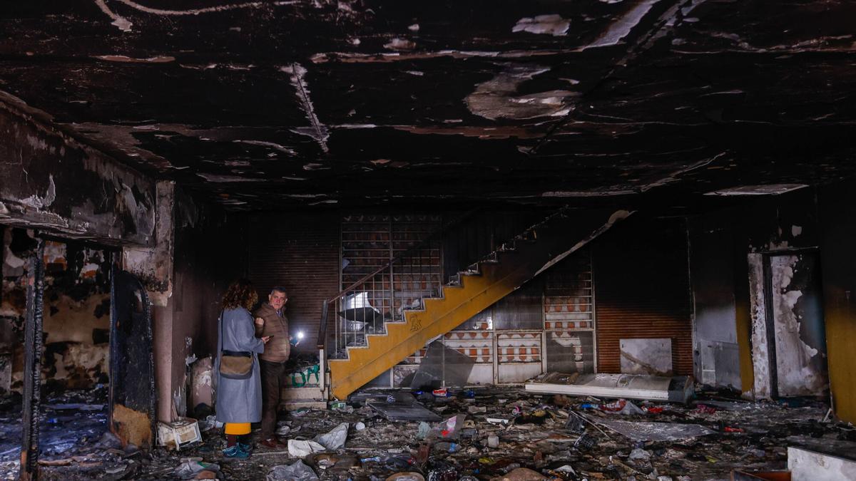 Situación de la antigua sede de UGT en la calle Marbella, tras el último incendio registrado.