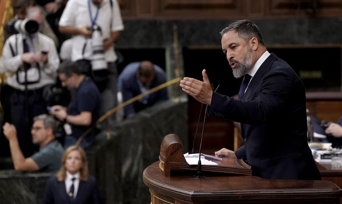 Santiago Abascal. Comparecencia de Pedro Sánchez en el Congreso de los Diputados.