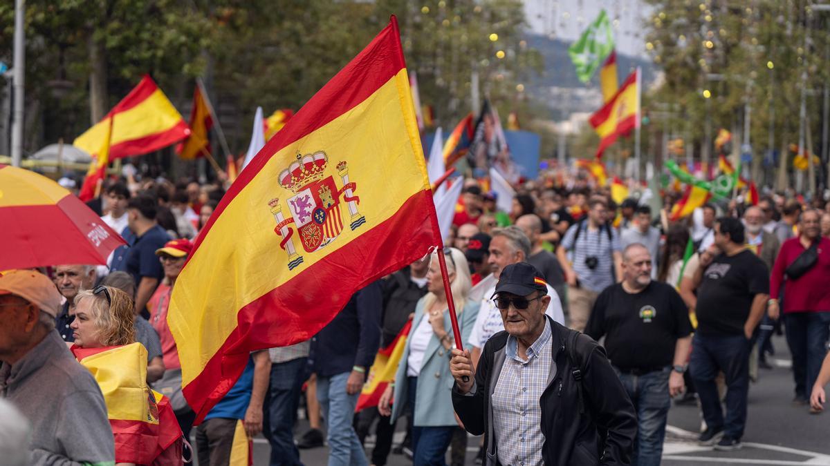 Manifestación por el 12-O, Día de la Hispanidad, en Barcelona