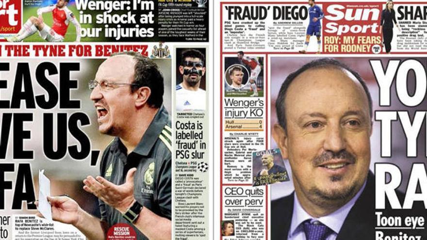 Las portadas en Inglaterra sobre Benítez