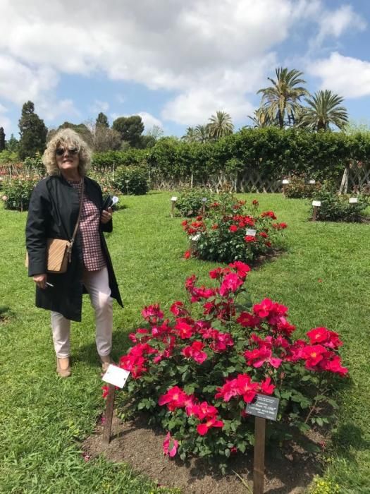 Matilde Ferrer y su hijo en el Parque Cervantes de Barcelona, con la rosa.