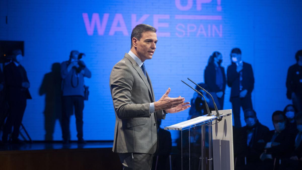 Pedro Sánchez, durante el anuncio del nuevo Perte.