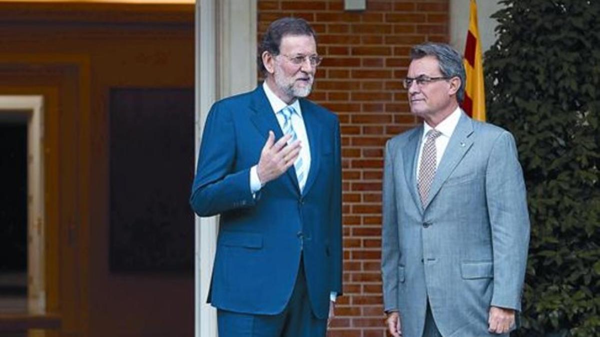 Los presidentes Mariano Rajoy y Artur Mas, en el encuentro que mantuvieron el 20 de septiembre del 2012 para abordar el pacto fiscal.