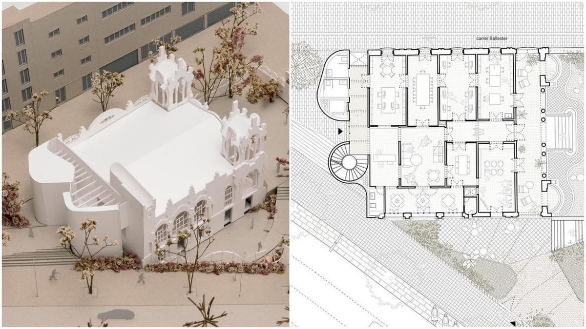 Nueva maqueta versus render inicial de la reforma de la Casa Tosquella de Barcelona