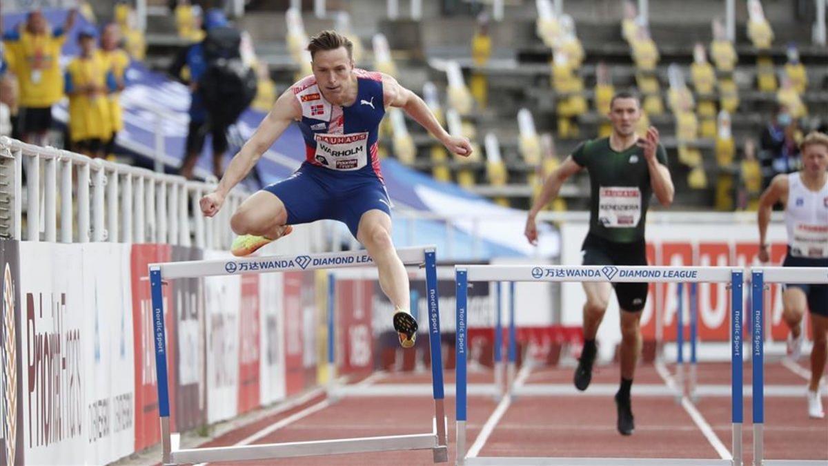 Karsten Warholm, durante los 400 metros vallas en la Diamond League