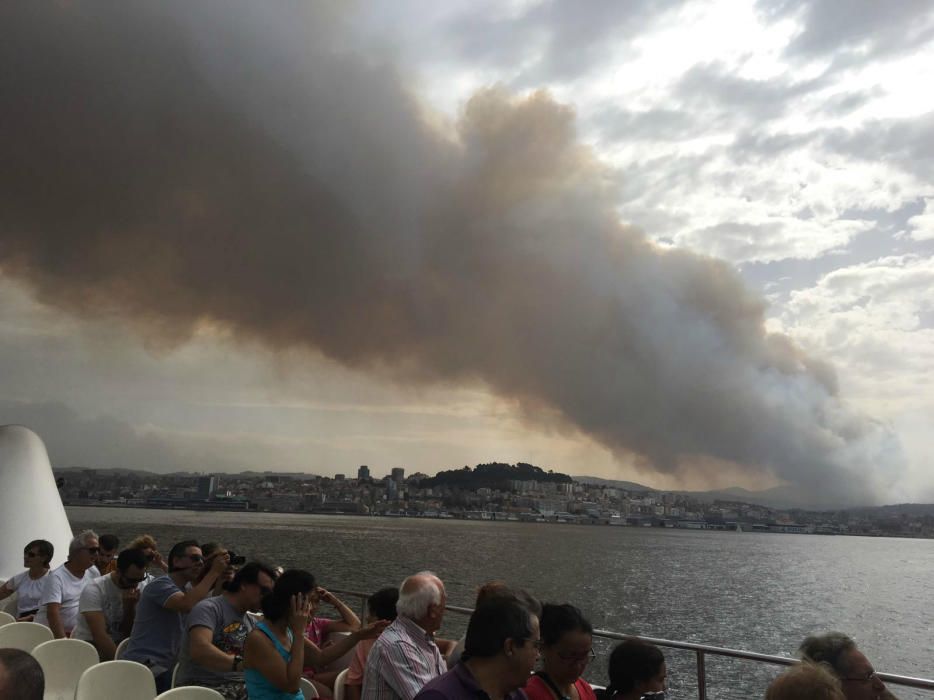 Vigo cercado por el humo de diferentes incendios