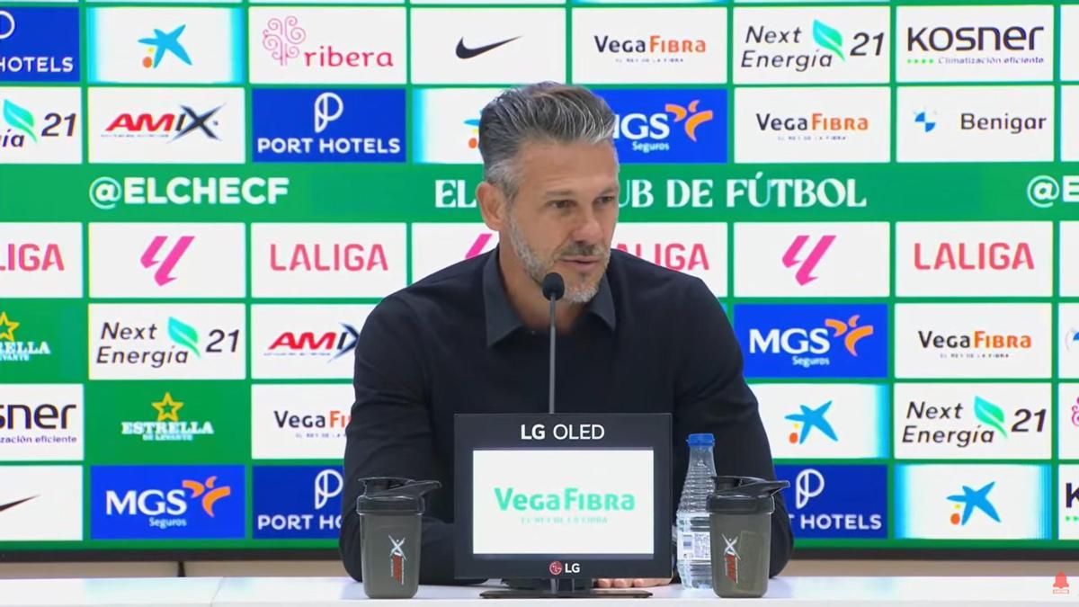 Demichelis, durante la rueda de prensa de este sábado.