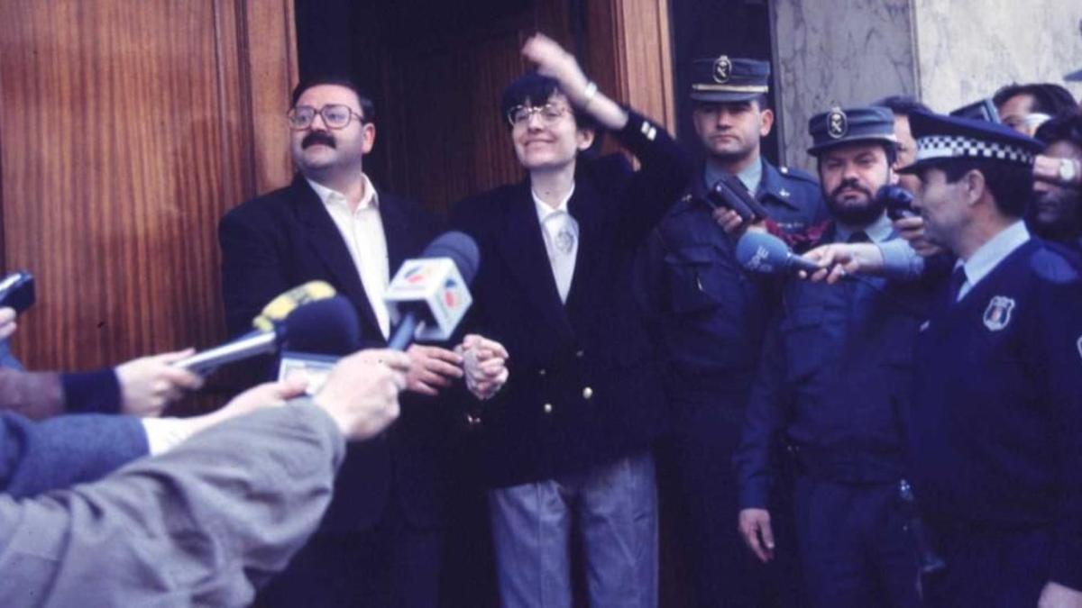 Maria Àngels Feliu, poc després d'haver estat alliberada