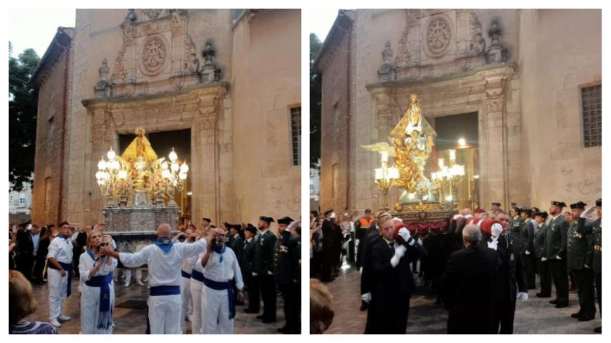 Las patronas de Alzira y Carcaixent han procesionado juntas durante las fiestas.